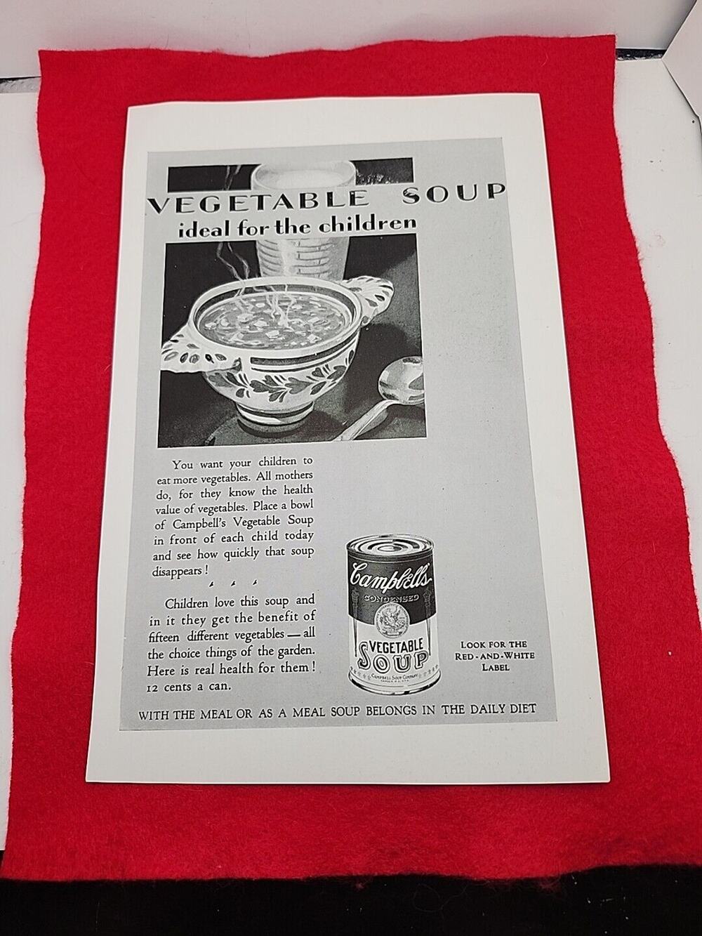 VTG 1929 Campbell's The Soup Known Round the World Tomato Soup Ephemera Print Ad